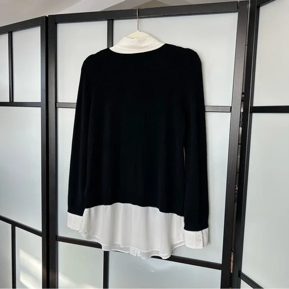 [M] Charter Club Luxury Black and White Dress Shirt & Cashmere Sweater Combo Top - Picture 8 of 13